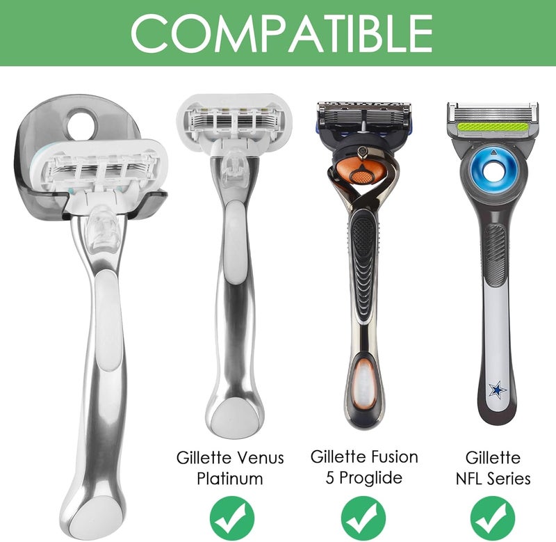 Linkidea 2 Pack Razor Holder Self Adhesive, Shower Wall Mount Hook Bathroom Organizer, No Drilling Storage for Gillette Venus, Fusion 5 Proshield, Mach3 (Grey) - Image 2